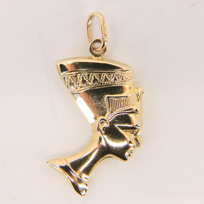 Vintage 9ct Hallmarked Yellow Gold Cleopatra Head Pendant Egyptian Charm Gift