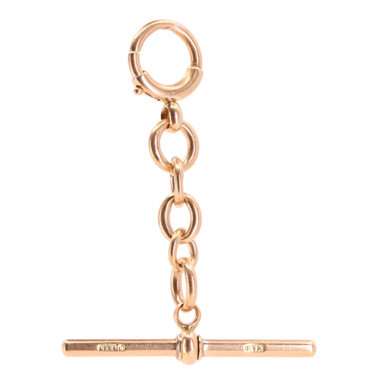Antique 9ct Hallmarked Rose Gold 2 Inch Albert Chain Extension T Bar Spring Clip