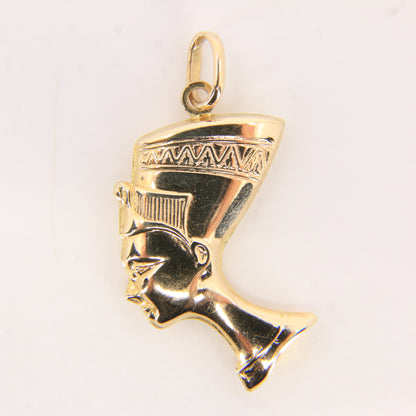 Vintage 9ct Hallmarked Yellow Gold Cleopatra Head Pendant Egyptian Charm Gift