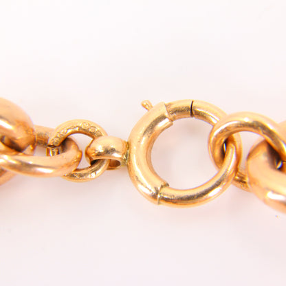 Antique 9ct Rose Gold Victorian Chain Bracelet 9 inch Heavy Link Charm Bracelet