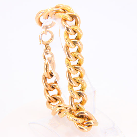 Antique 9ct Rose Gold Victorian Chain Bracelet 9 inch Heavy Link Charm Bracelet