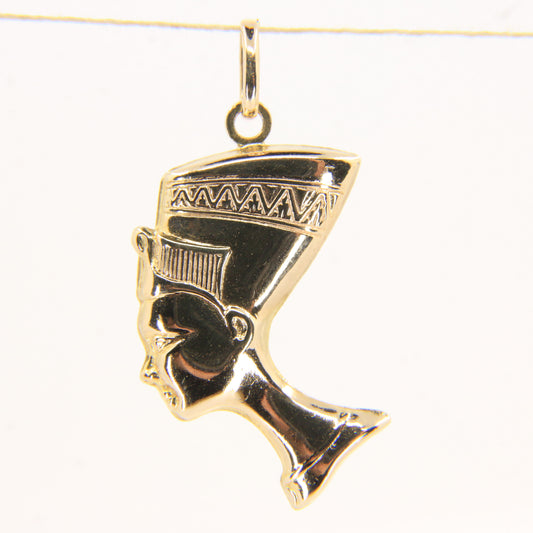 Vintage 9ct Hallmarked Yellow Gold Cleopatra Head Pendant Egyptian Charm Gift
