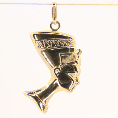 Vintage 9ct Hallmarked Yellow Gold Cleopatra Head Pendant Egyptian Charm Gift