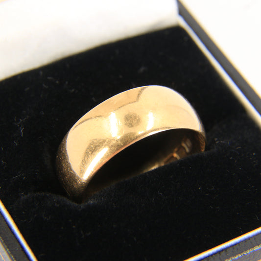 Vintage 18ct Gold Wedding Band Ring UK Size R1/2 Boxed Hallmarked Classic Band