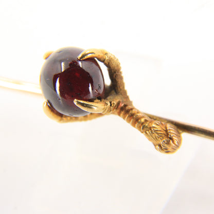 Antique 9ct Garnet Claw Brooch Yellow Gold Eagle or Dragon’s Claw Boxed Gift