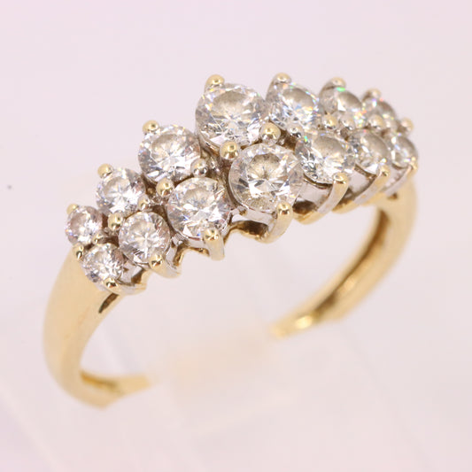 Vintage 14ct Hallmarked Yellow Gold Cubic Zirconia Cluster Ring UK Size M Boxed