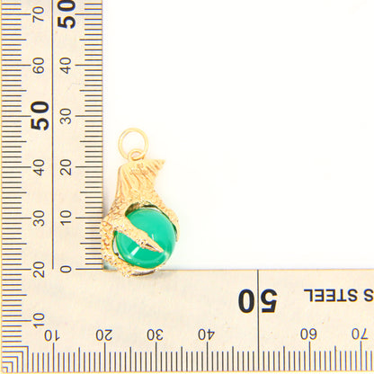 Vintage 9ct Dragons Claw Charm Green Gem 9 Carat Yellow Gold Hallmarked Pendant