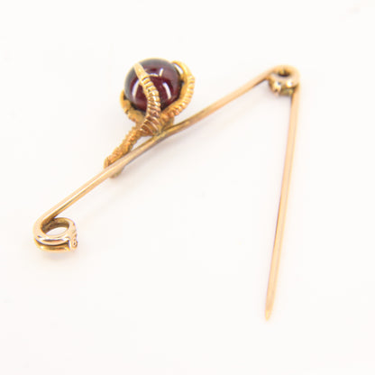 Antique 9ct Garnet Claw Brooch Yellow Gold Eagle or Dragon’s Claw Boxed Gift