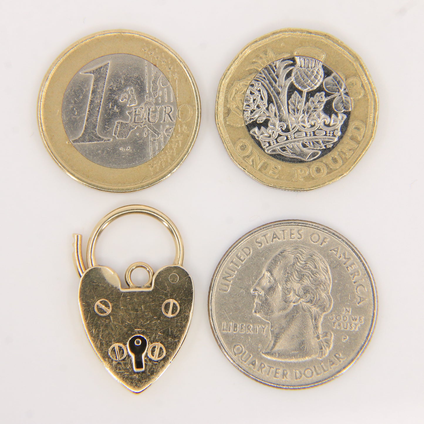 Vintage 9ct Hallmarked Gold Screw Detail Engraved Heart Padlock Pendant Charm