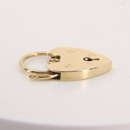 Vintage 9ct Hallmarked Gold Screw Detail Engraved Heart Padlock Pendant Charm