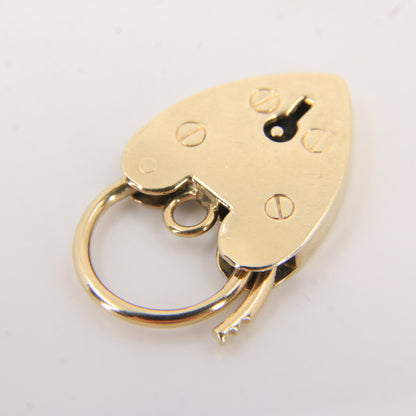 Vintage 9ct Hallmarked Gold Screw Detail Engraved Heart Padlock Pendant Charm