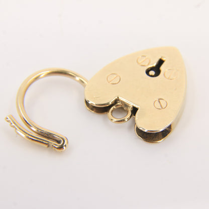 Vintage 9ct Hallmarked Gold Screw Detail Engraved Heart Padlock Pendant Charm