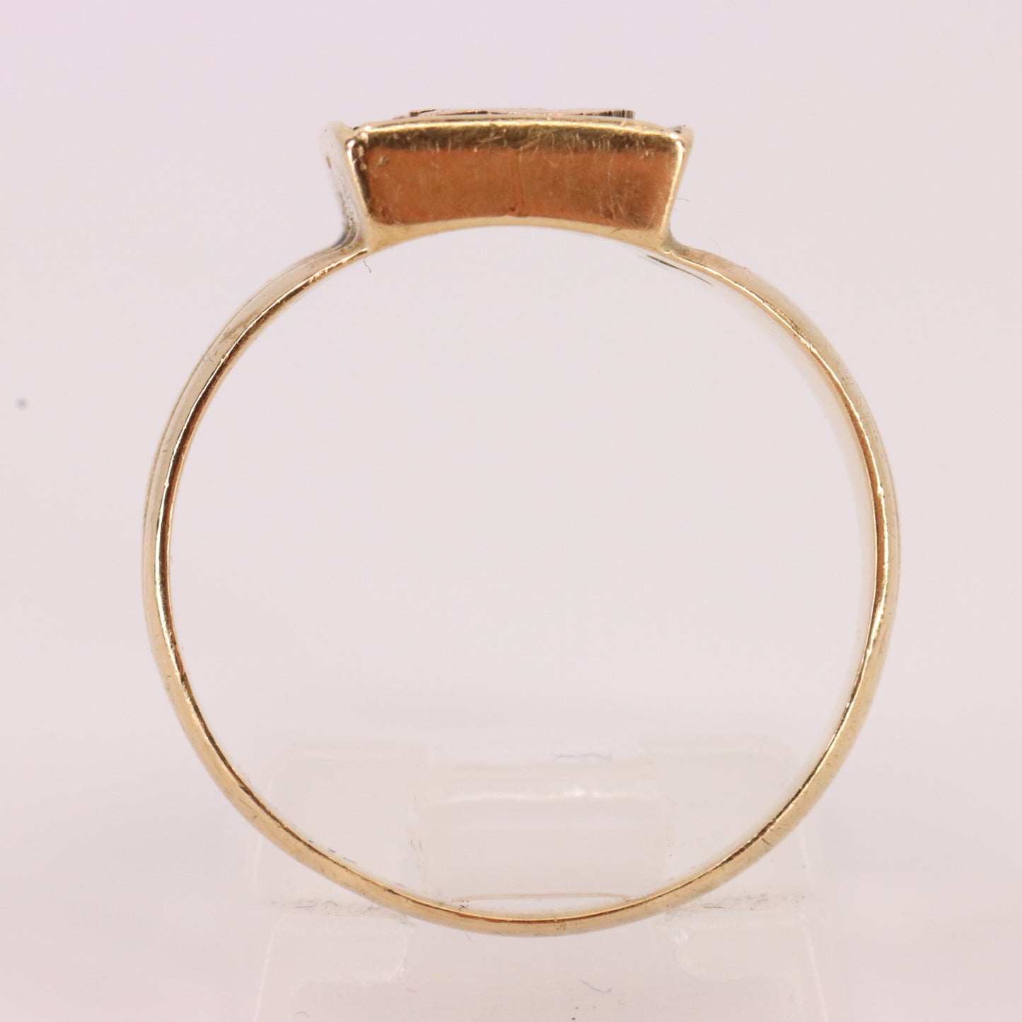 Antique 9ct Yellow Gold Onyx Victorian Mourning Ring Initial C UK Size O Boxed