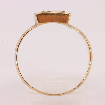 Antique 9ct Yellow Gold Onyx Victorian Mourning Ring Initial C UK Size O Boxed