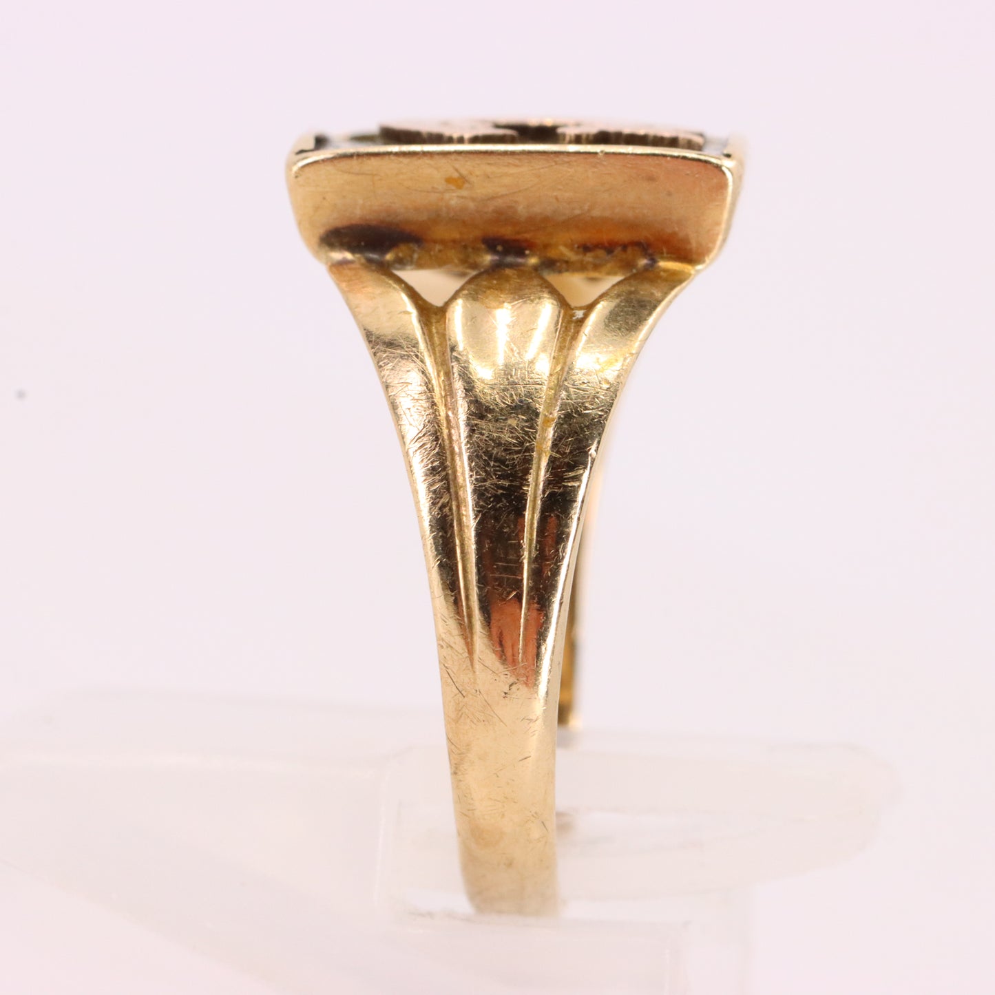 Antique 9ct Yellow Gold Onyx Victorian Mourning Ring Initial C UK Size O Boxed