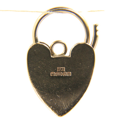 Vintage 9ct Hallmarked Gold Screw Detail Engraved Heart Padlock Pendant Charm