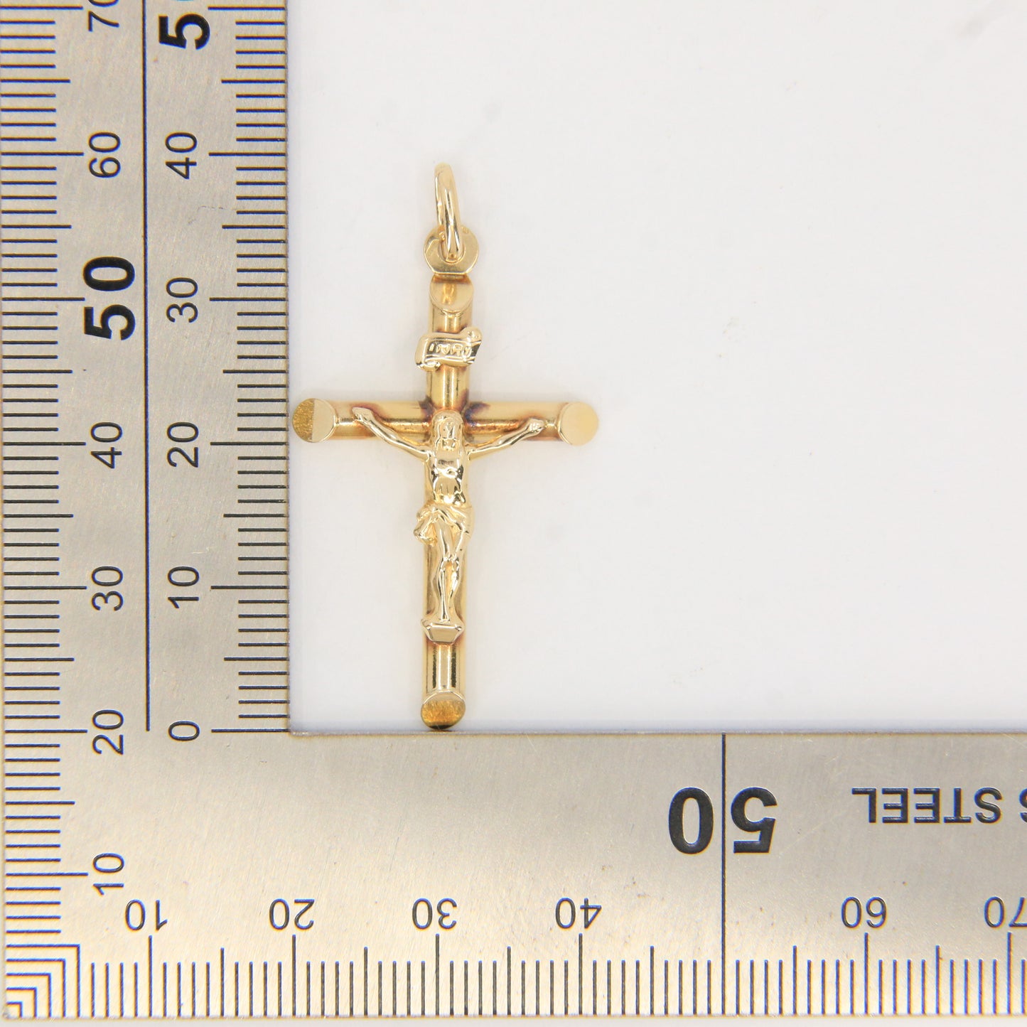 Vintage 9ct Crucifix Cross Yellow Gold Pendant Charm Classic Religious Gift
