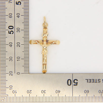 Vintage 9ct Crucifix Cross Yellow Gold Pendant Charm Classic Religious Gift