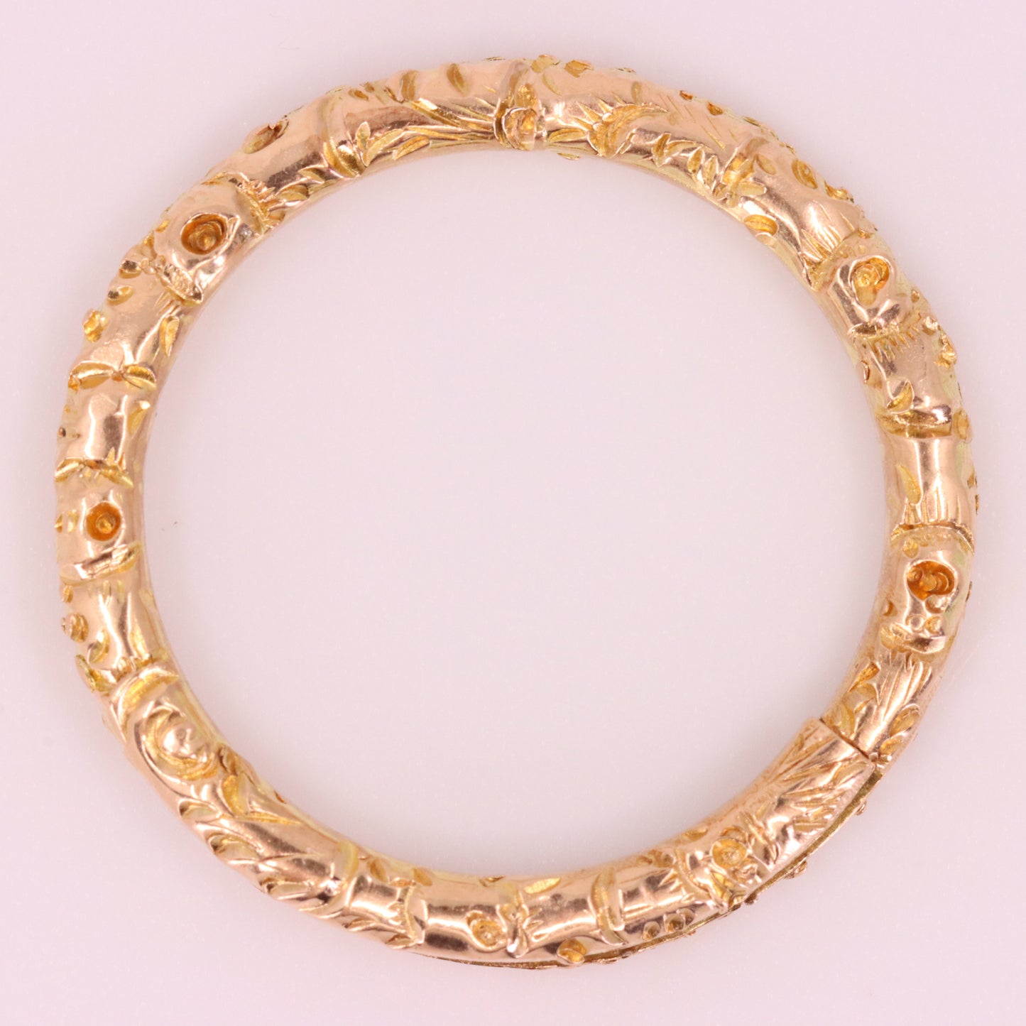 Vintage 9ct Yellow Gold Floral Split Ring Suspension Loop Pendant Bail Finding