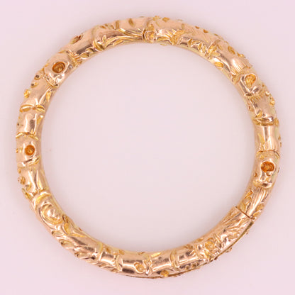 Vintage 9ct Yellow Gold Floral Split Ring Suspension Loop Pendant Bail Finding