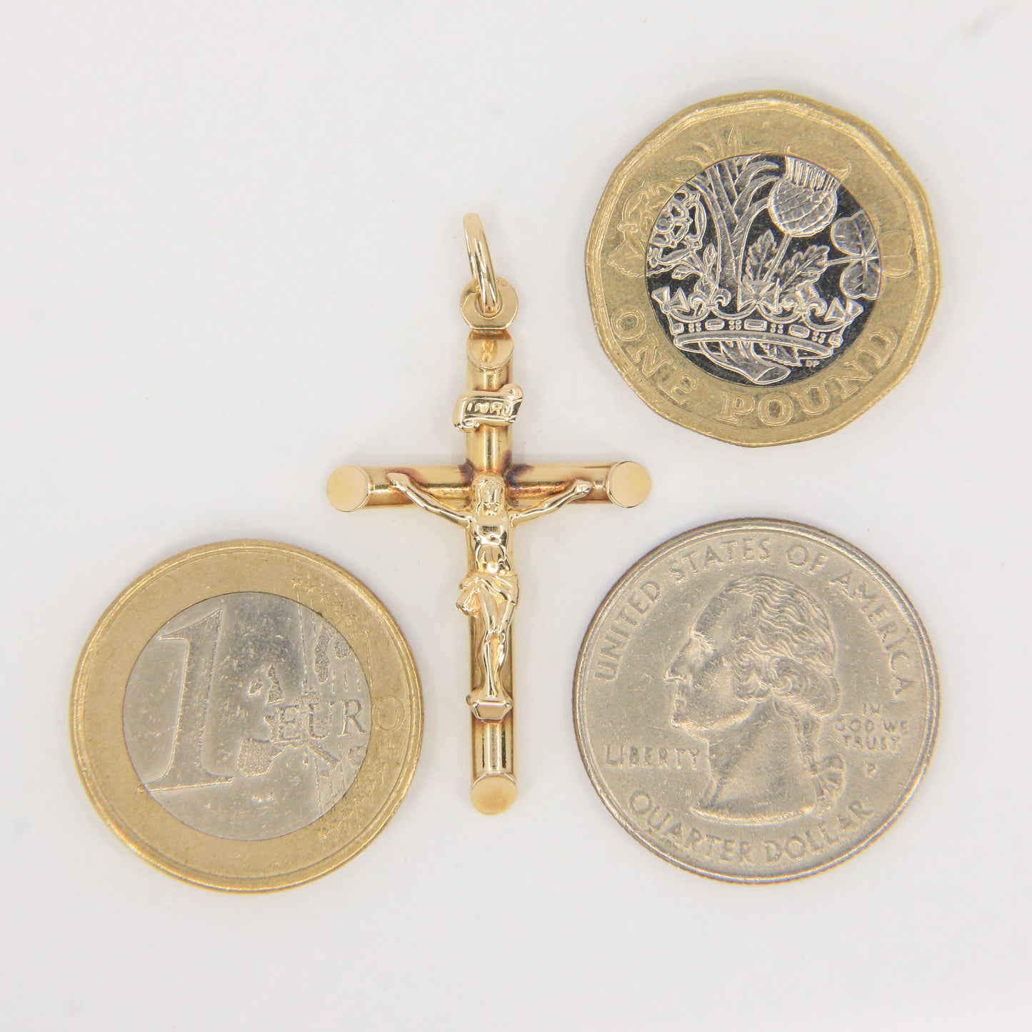 Vintage 9ct Crucifix Cross Yellow Gold Pendant Charm Classic Religious Gift