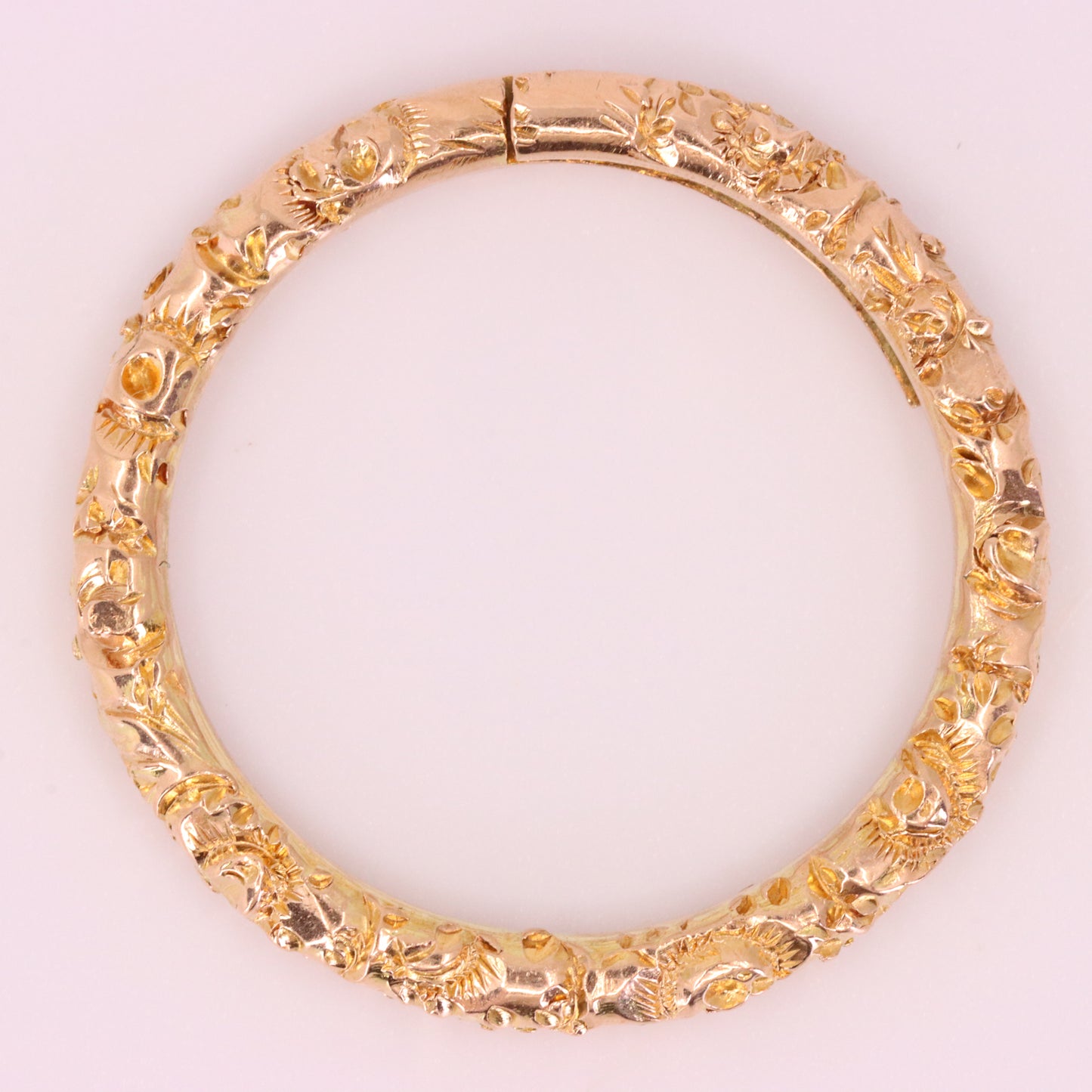 Vintage 9ct Yellow Gold Floral Split Ring Suspension Loop Pendant Bail Finding