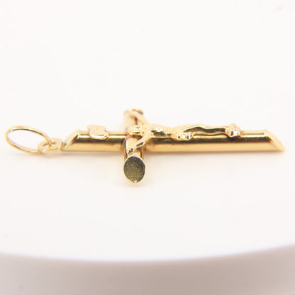Vintage 9ct Crucifix Cross Yellow Gold Pendant Charm Classic Religious Gift