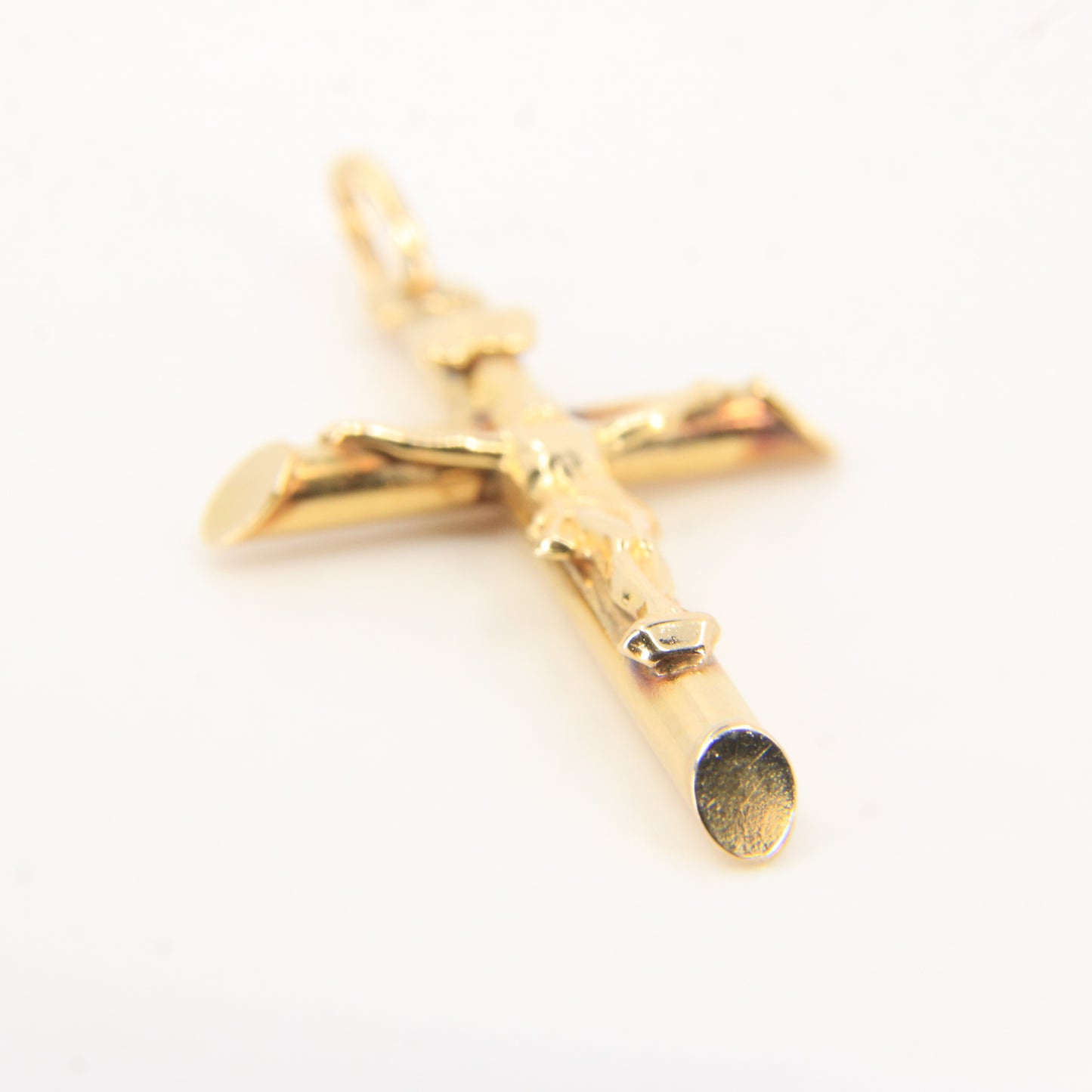 Vintage 9ct Crucifix Cross Yellow Gold Pendant Charm Classic Religious Gift