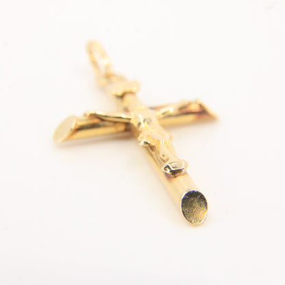 Vintage 9ct Crucifix Cross Yellow Gold Pendant Charm Classic Religious Gift