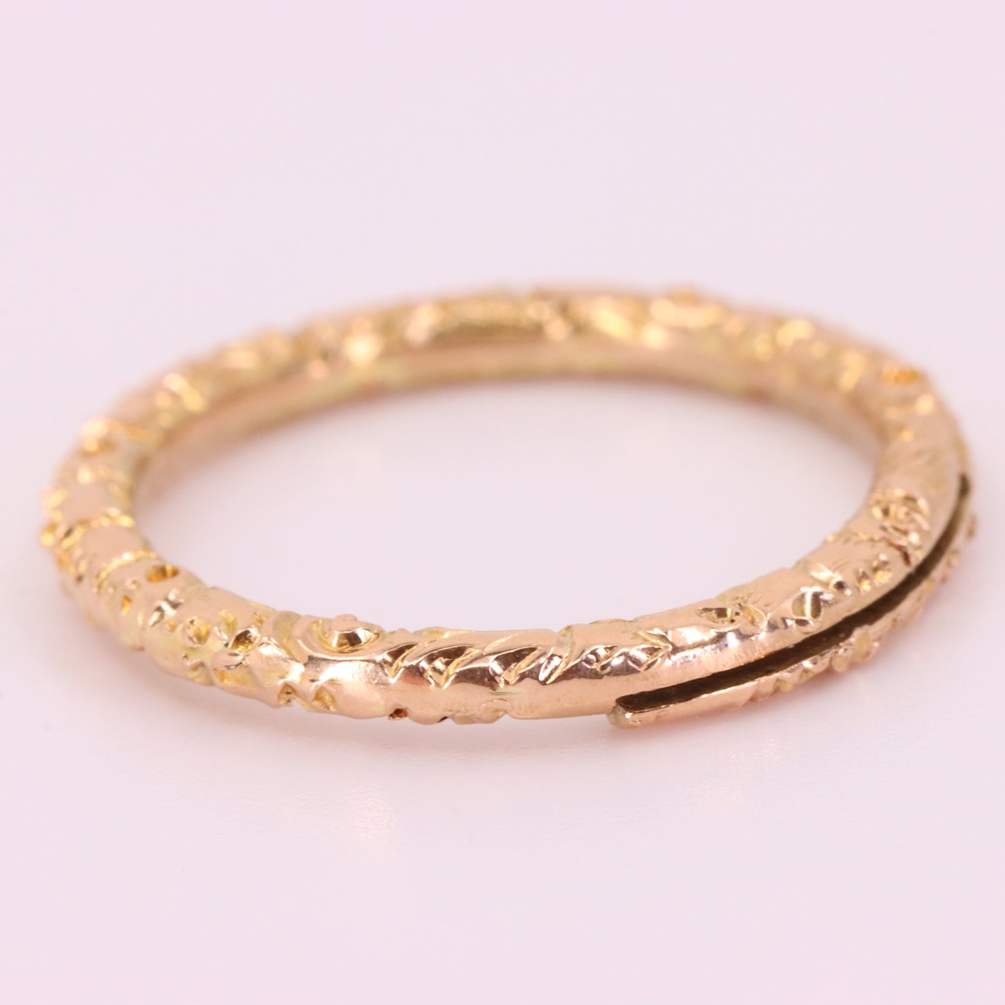 Vintage 9ct Yellow Gold Floral Split Ring Suspension Loop Pendant Bail Finding