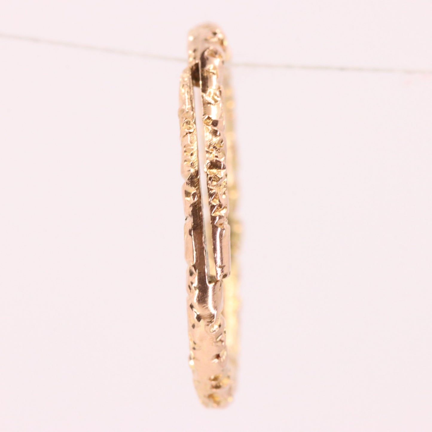 Vintage 9ct Yellow Gold Floral Split Ring Suspension Loop Pendant Bail Finding