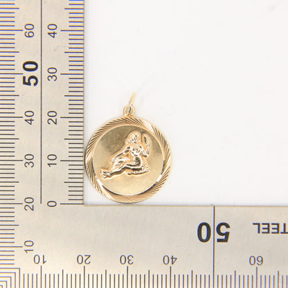 Vintage 9ct Hallmarked Yellow Gold Virgo Zodiac Pendant Astrology Charm Gift