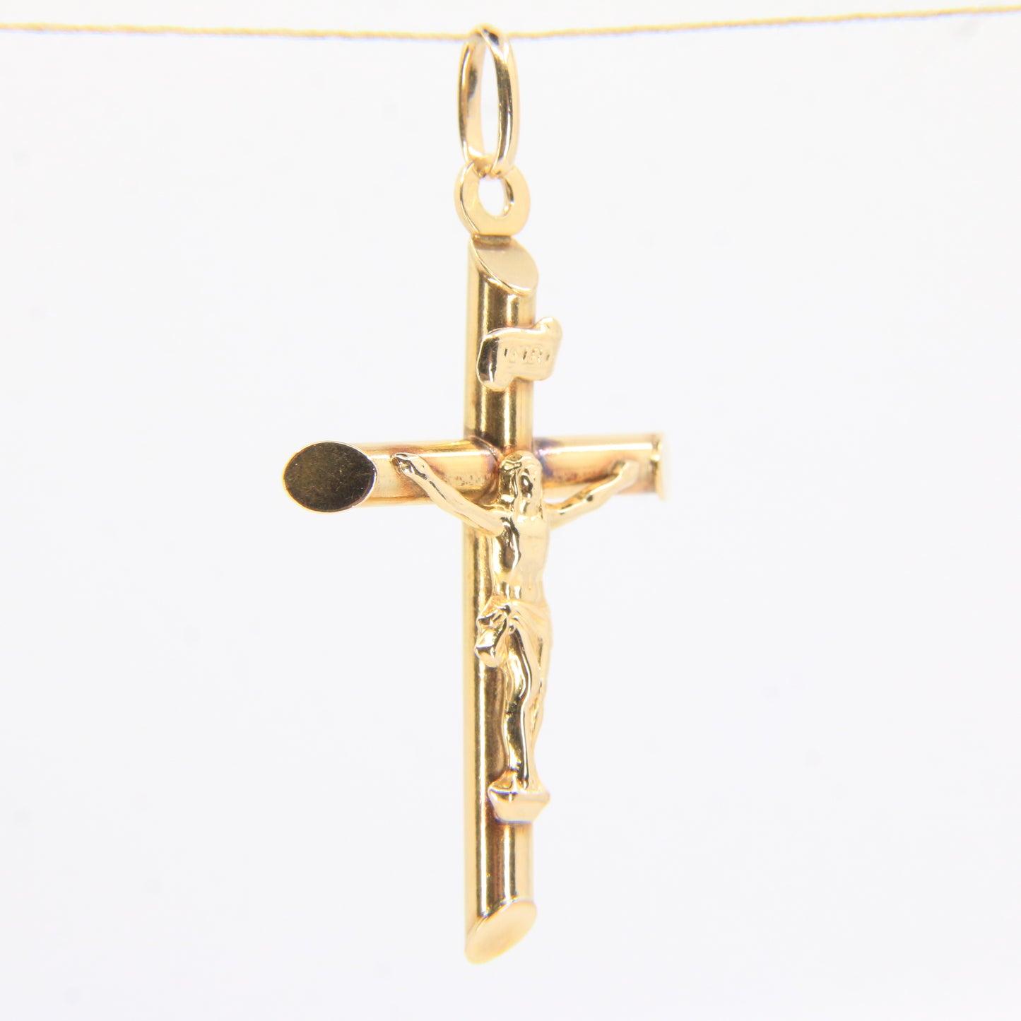 Vintage 9ct Crucifix Cross Yellow Gold Pendant Charm Classic Religious Gift