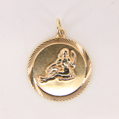 Vintage 9ct Hallmarked Yellow Gold Virgo Zodiac Pendant Astrology Charm Gift