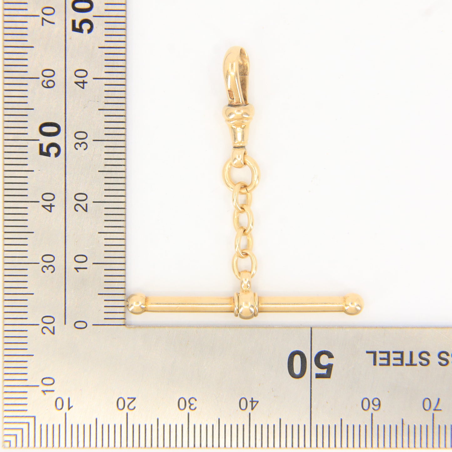Antique 18ct Gold Swivel T-Bar Pendant 1.75" Part Albert Necklace Extender