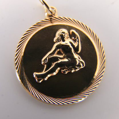 Vintage 9ct Hallmarked Yellow Gold Virgo Zodiac Pendant Astrology Charm Gift
