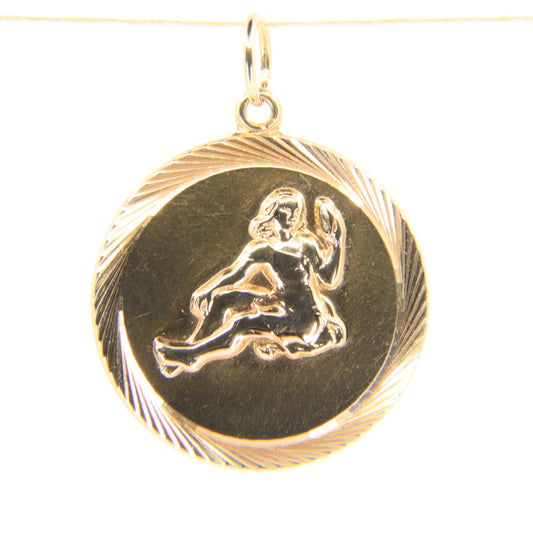 Vintage 9ct Hallmarked Yellow Gold Virgo Zodiac Pendant Astrology Charm Gift