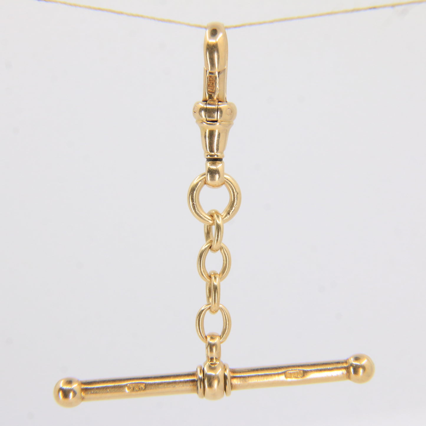 Antique 18ct Gold Swivel T-Bar Pendant 1.75" Part Albert Necklace Extender