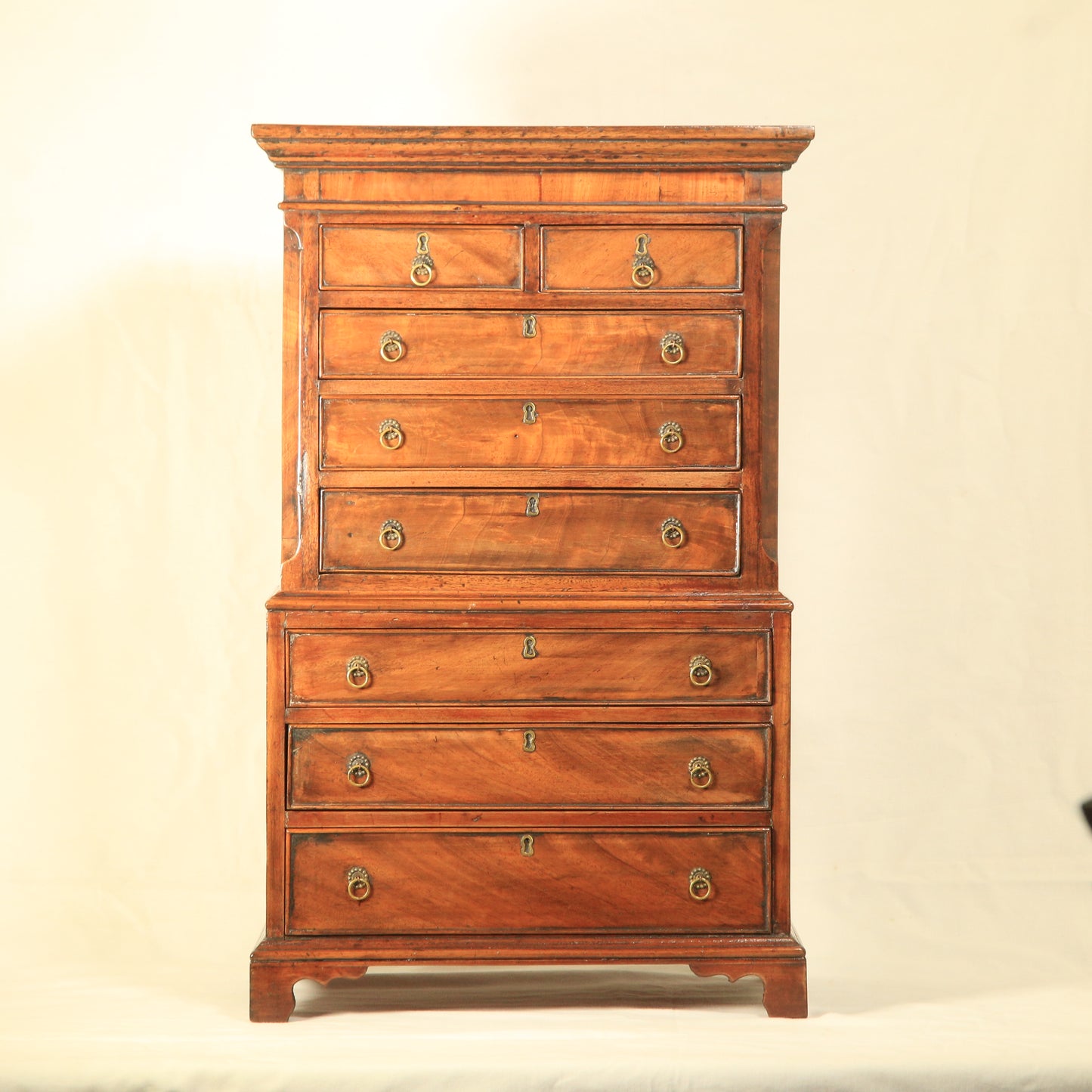 Antique 19th Century Apprentice Made Table Top Chest of Drawers Brass Handles