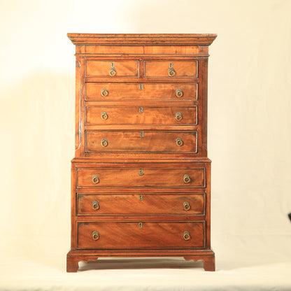 Antique 19th Century Apprentice Made Table Top Chest of Drawers Brass Handles