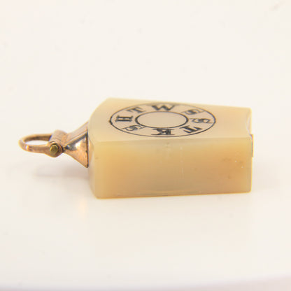 Vintage 9ct Masonic Fob Chalcedony Agate Keystone/ Fob HTWSSTKS Freemason Loyalty Charm