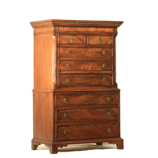Antique 19th Century Apprentice Made Table Top Chest of Drawers Brass Handles