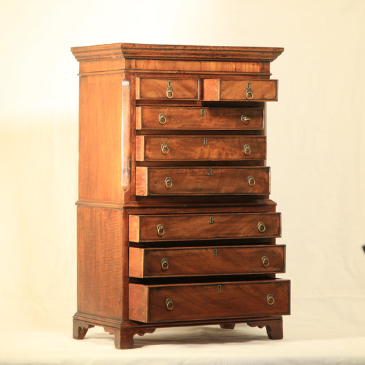Antique 19th Century Apprentice Made Table Top Chest of Drawers Brass Handles