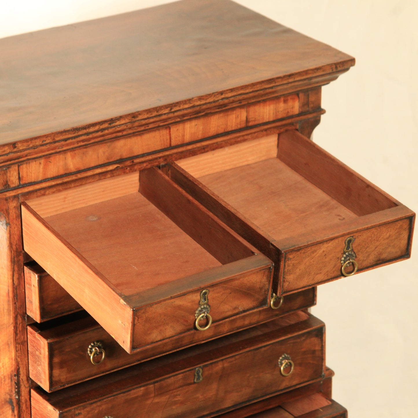 Antique 19th Century Apprentice Made Table Top Chest of Drawers Brass Handles