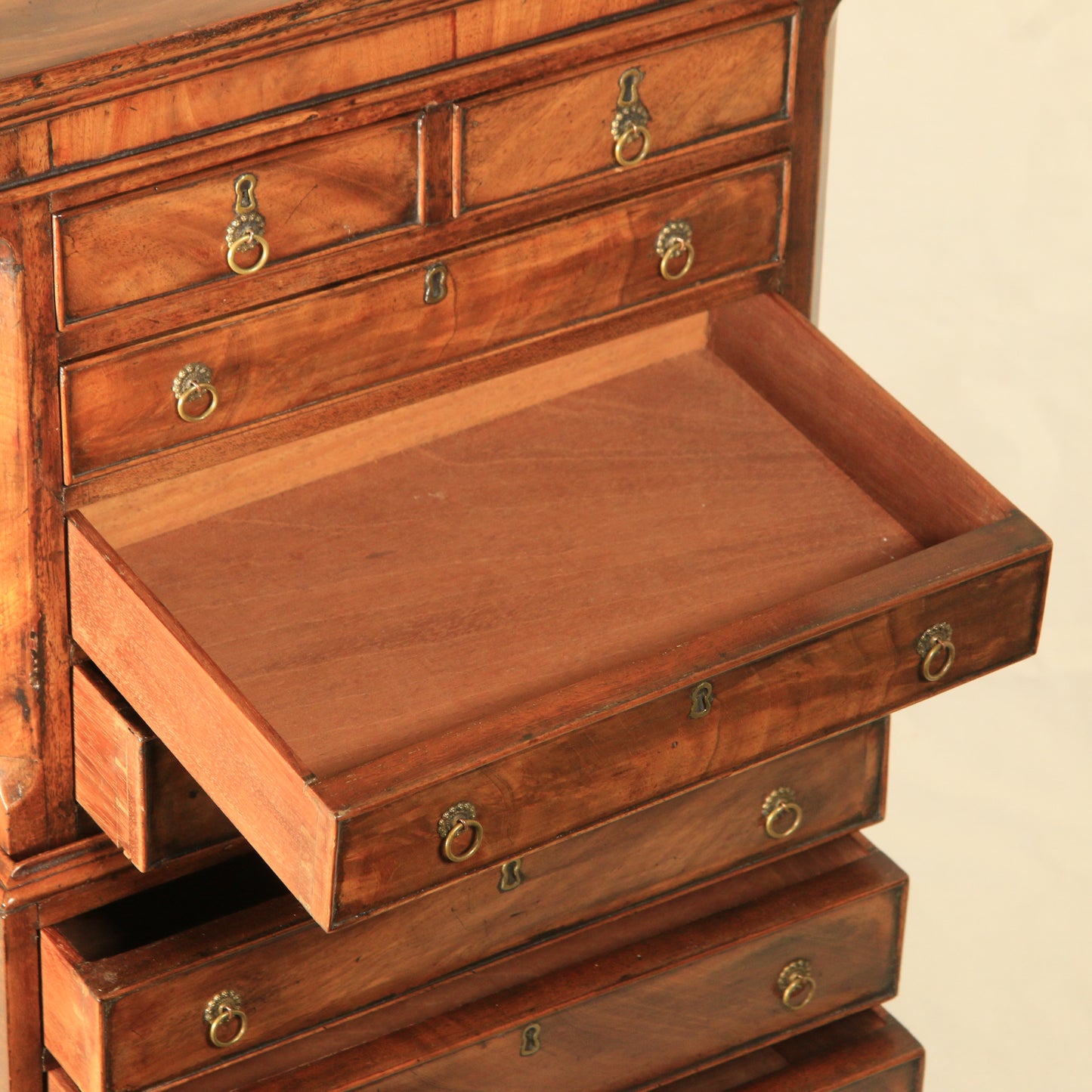 Antique 19th Century Apprentice Made Table Top Chest of Drawers Brass Handles