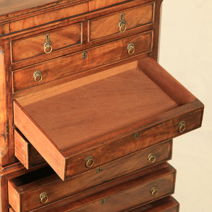 Antique 19th Century Apprentice Made Table Top Chest of Drawers Brass Handles