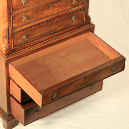 Antique 19th Century Apprentice Made Table Top Chest of Drawers Brass Handles