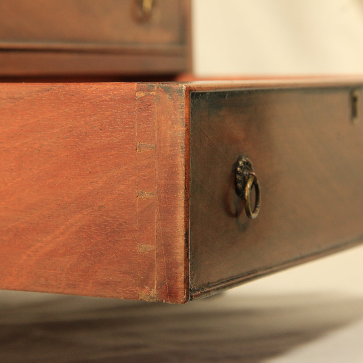 Antique 19th Century Apprentice Made Table Top Chest of Drawers Brass Handles