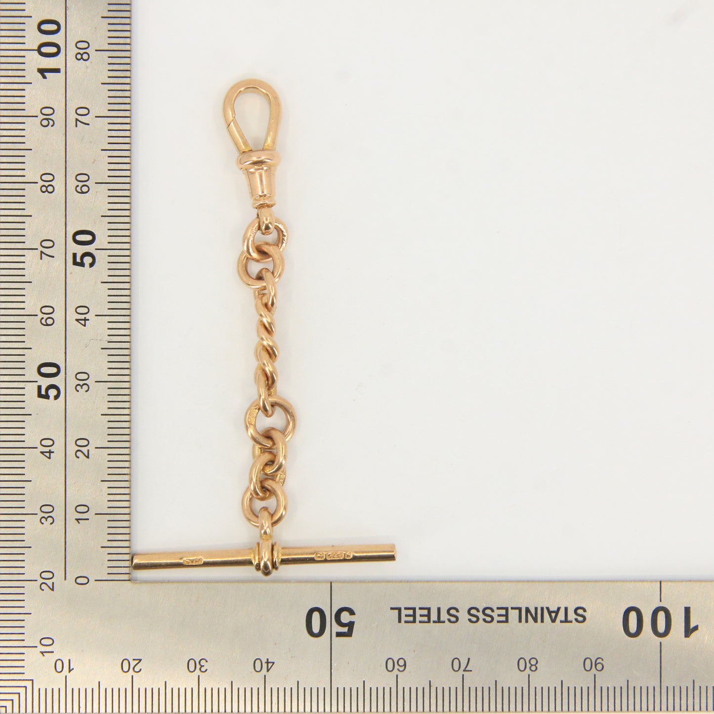 Antique 9ct Gold Hallmarked Swivel T-Bar Pendant 3" Part Albert Necklace Extender