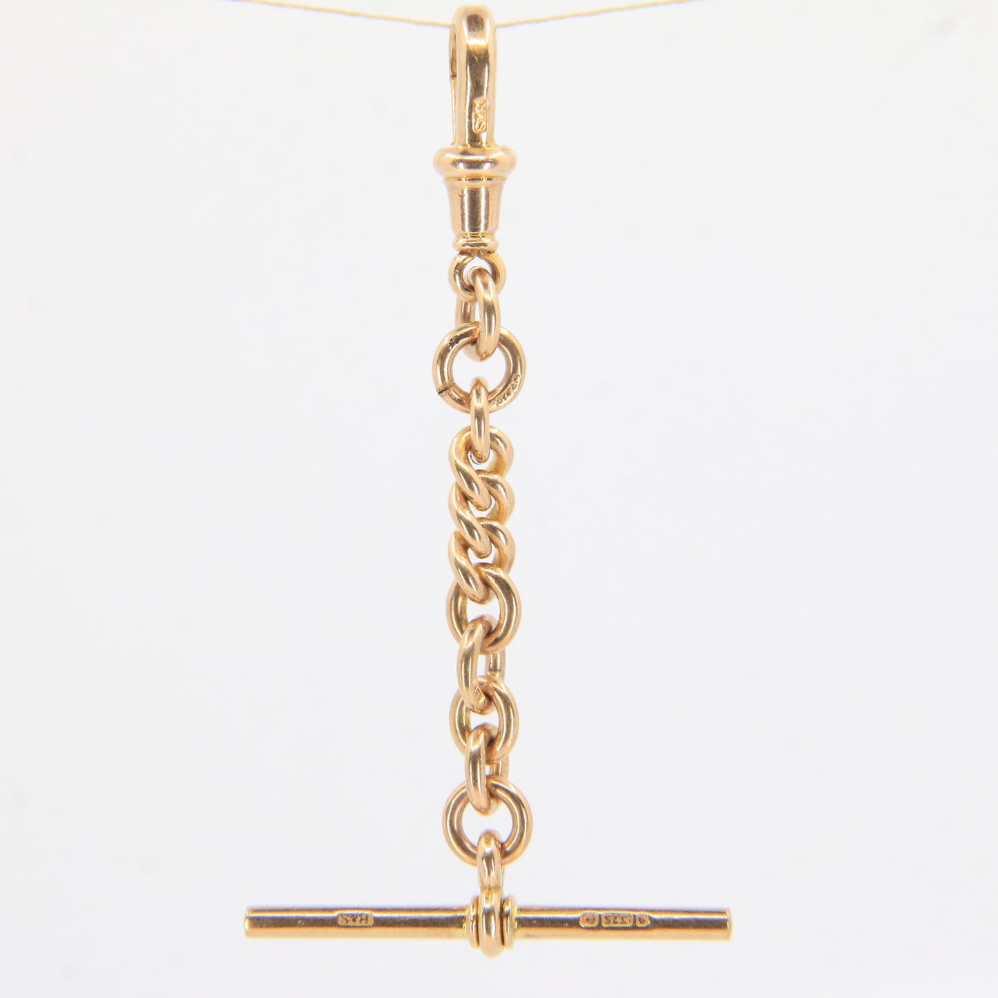 Antique 9ct Gold Hallmarked Swivel T-Bar Pendant 3" Part Albert Necklace Extender